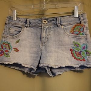 Denim Short - Flower Print